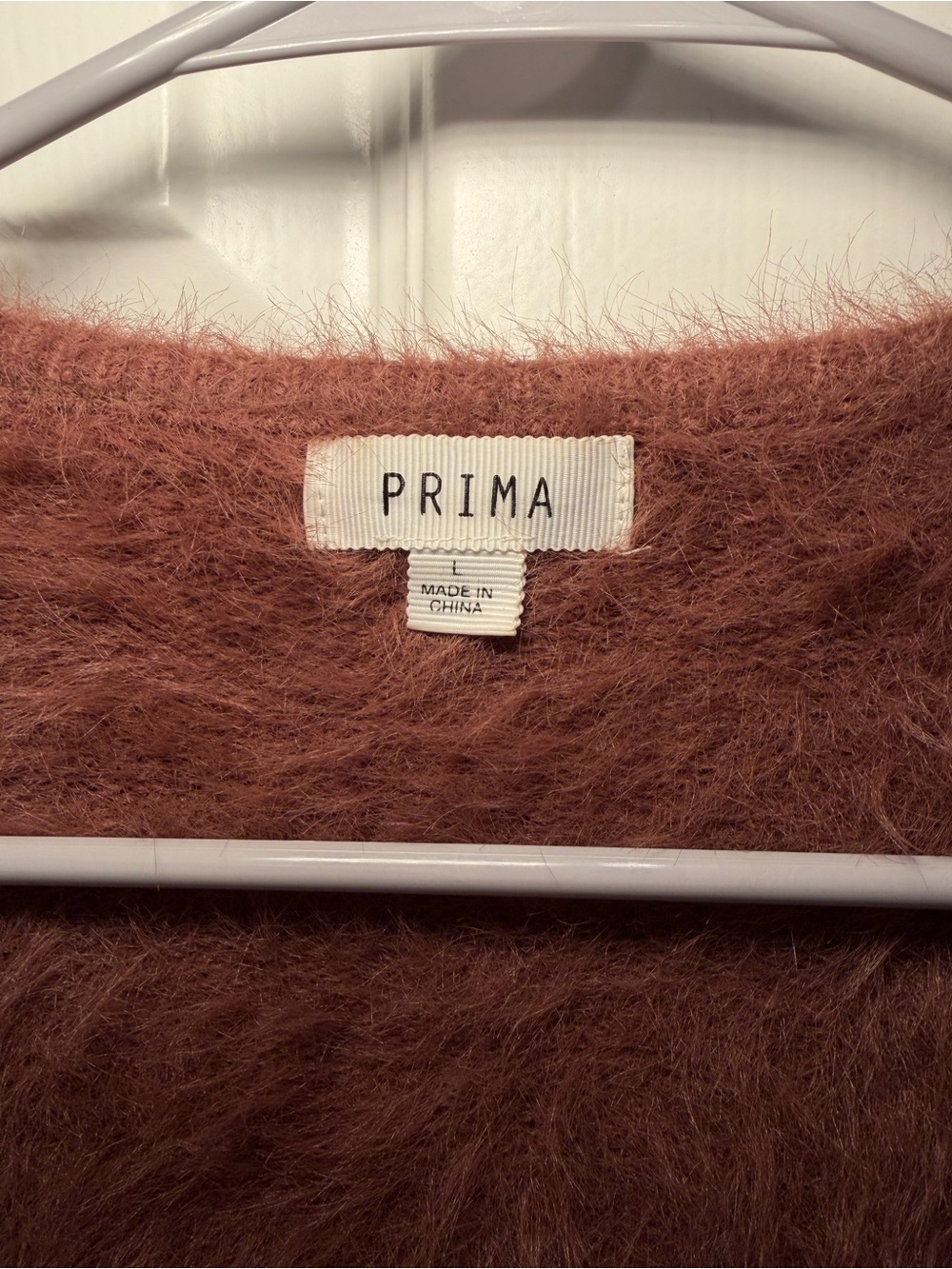 Prima Fuzzy Open-Front Cardigan Sweater in Rust - Picture 4 of 12